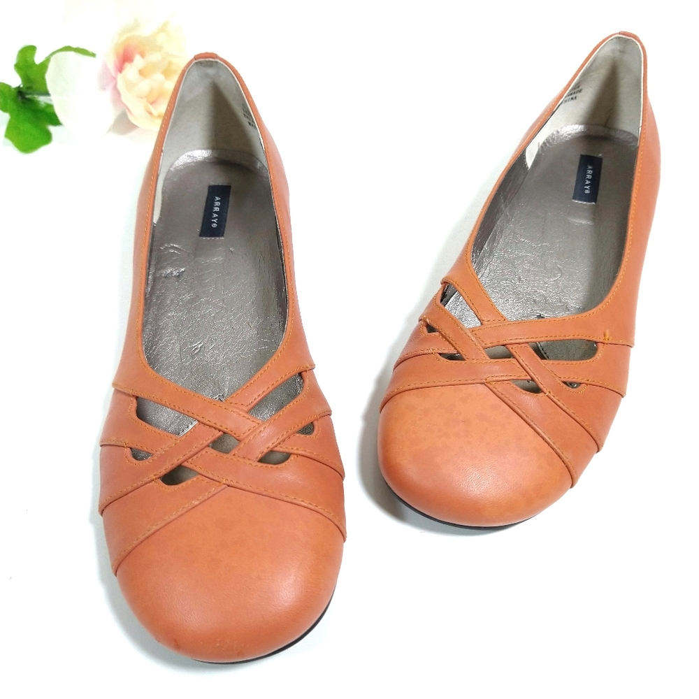 Array - orange leather round toe casual shoes